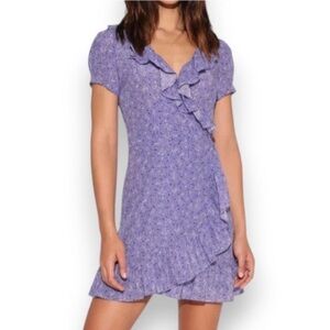 Réalisations Par Valentina silk purple floral wrap Dress
